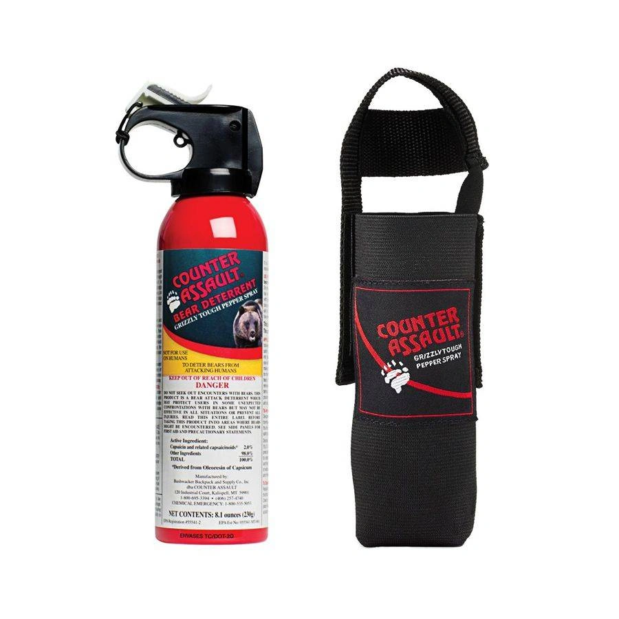 Spray anti-ours avec étui 230g : Sécurité nature garantie pour l'aventure sauvage, un must have pour les randonnées!